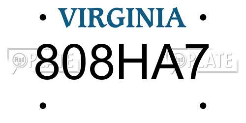 808HA7 Virginia License Plate