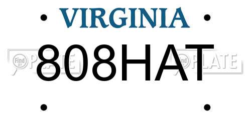 808HAT Virginia License Plate