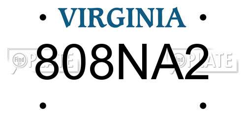 808NA2 Virginia License Plate