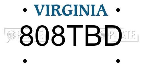808TBD Virginia License Plate