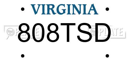 808TSD Virginia License Plate