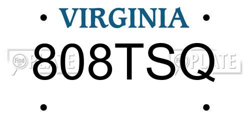 808TSQ Virginia License Plate