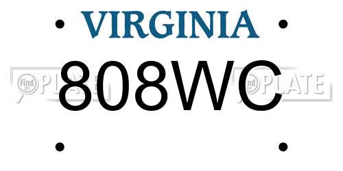 808WC Virginia License Plate