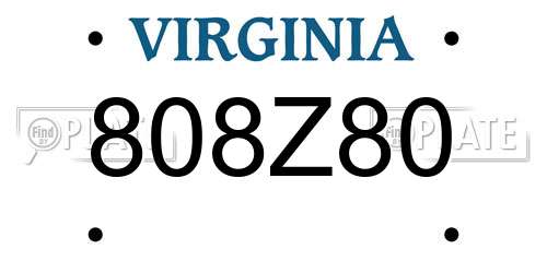 808Z80 Virginia License Plate