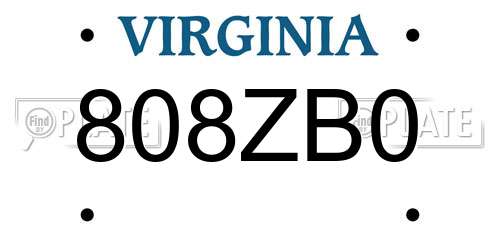 808ZB0 Virginia License Plate