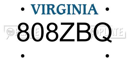 808ZBQ Virginia License Plate