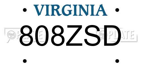 808ZSD Virginia License Plate