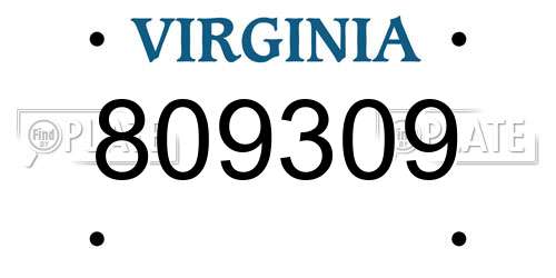 809309 Virginia License Plate