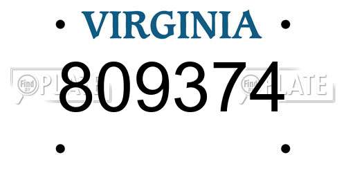 809374 Virginia License Plate