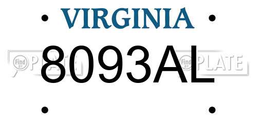 8093AL Virginia License Plate