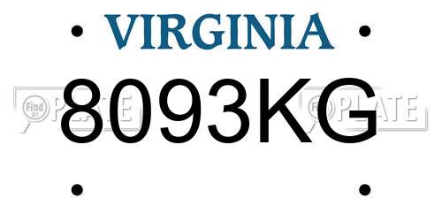 8093KG Virginia License Plate