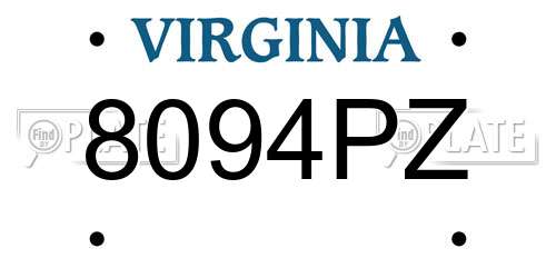 8094PZ Virginia License Plate
