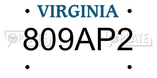 809AP2 Virginia License Plate