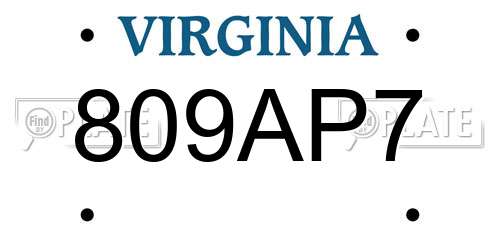 809AP7 Virginia License Plate