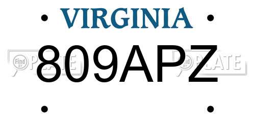 809APZ Virginia License Plate