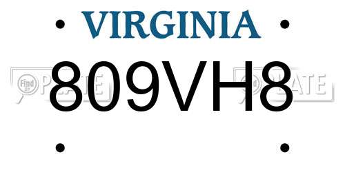 809VH8 Virginia License Plate