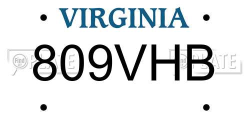 809VHB Virginia License Plate