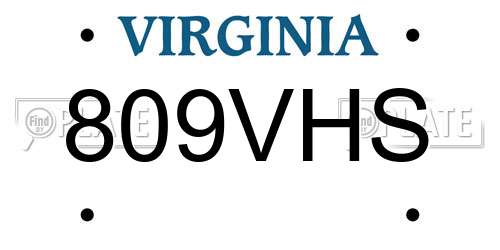 809VHS Virginia License Plate