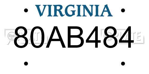 80AB484 Virginia License Plate