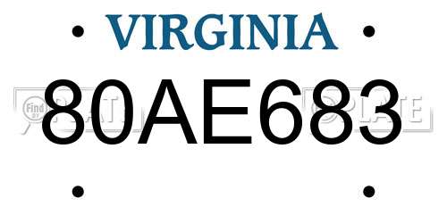 80AE683 Virginia License Plate