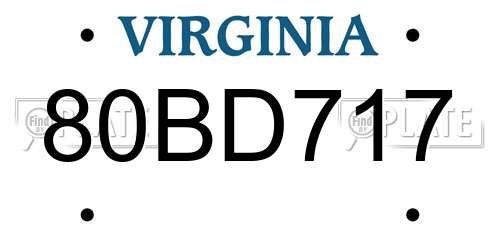 80BD717 Virginia License Plate