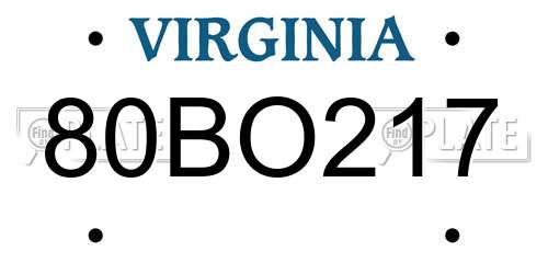 80BO217 Virginia License Plate