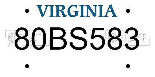 80BS583 Virginia License Plate