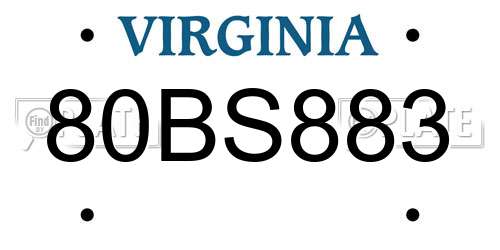 80BS883 Virginia License Plate