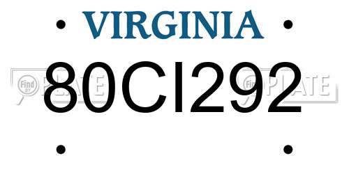 80CI292 Virginia License Plate