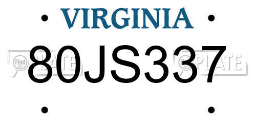 80JS337 Virginia License Plate