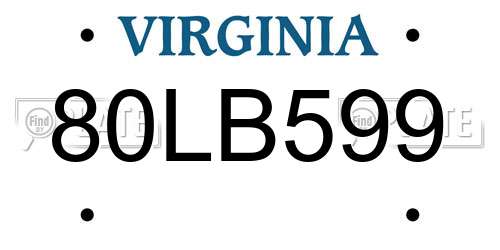 80LB599 Virginia License Plate