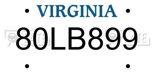 80LB899 Virginia License Plate