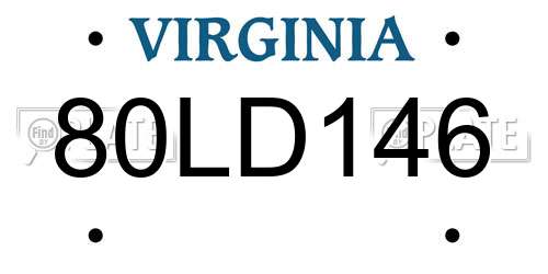 80LD146 Virginia License Plate