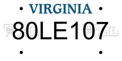 80LE107 Virginia License Plate