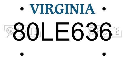 80LE636 Virginia License Plate