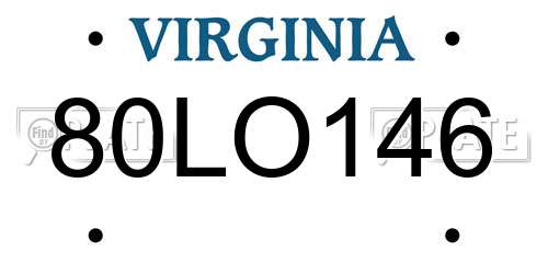 80LO146 Virginia License Plate