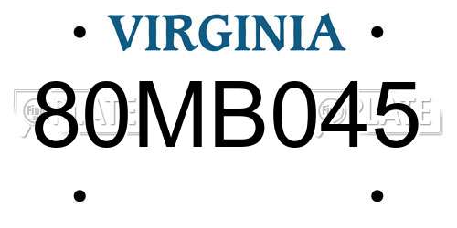 80MB045 Virginia License Plate