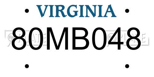 80MB048 Virginia License Plate