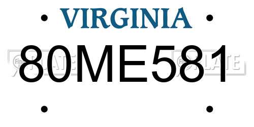 80ME581 Virginia License Plate