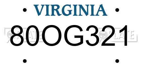 80OG321 Virginia License Plate