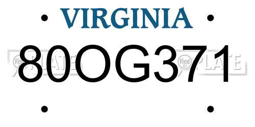 80OG371 Virginia License Plate