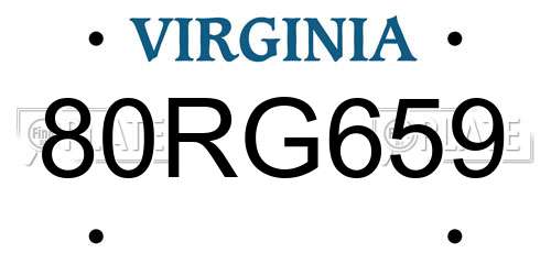 80RG659 Virginia License Plate