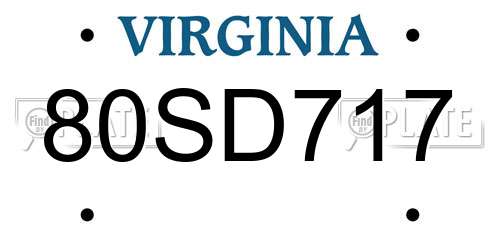 80SD717 Virginia License Plate