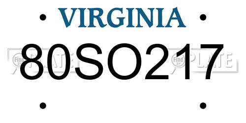 80SO217 Virginia License Plate