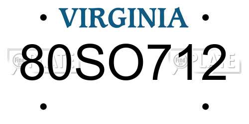 80SO712 Virginia License Plate