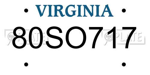 80SO717 Virginia License Plate