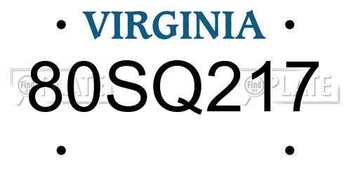 80SQ217 Virginia License Plate