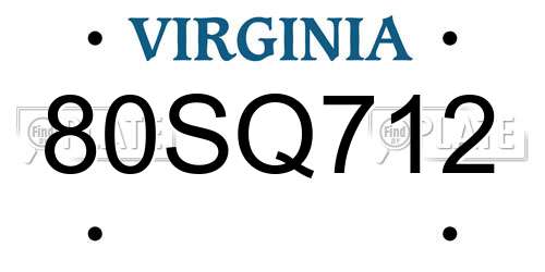 80SQ712 Virginia License Plate