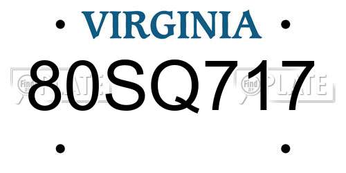80SQ717 Virginia License Plate