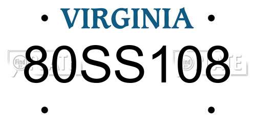 80SS108 Virginia License Plate